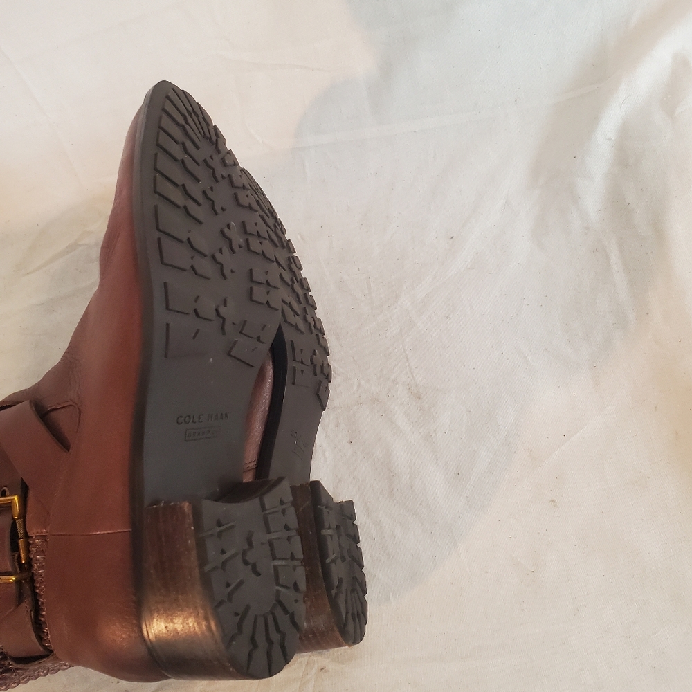 COLE HAAN Women’s Size 7.5  Brown Newburg Newcastle Waterproof Boot Leather - Picture 6 of 8